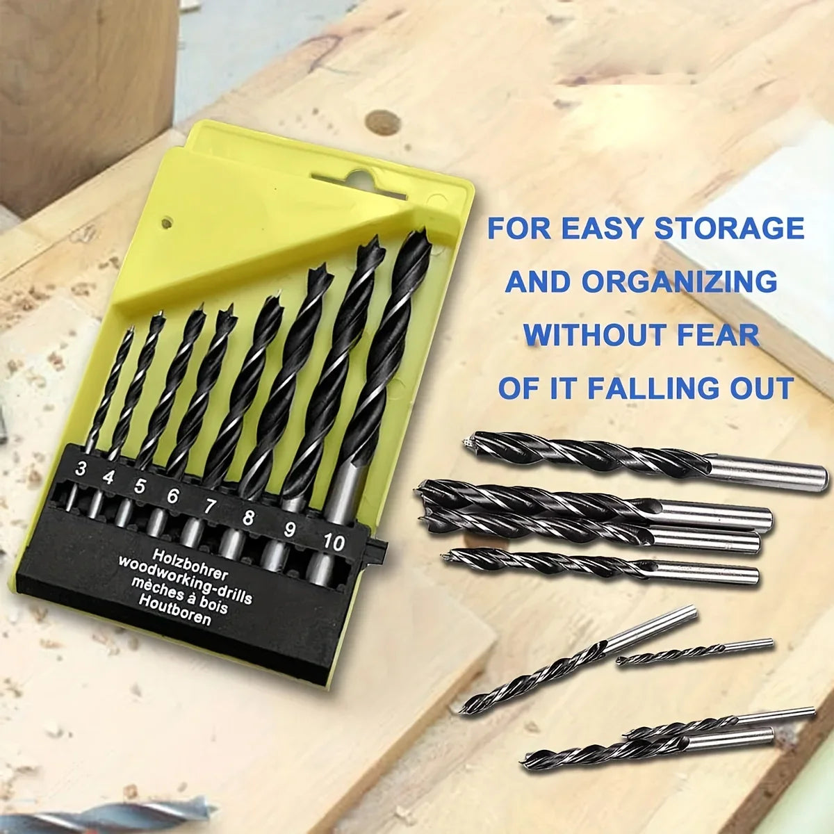 Wood Drill Bits - 8 Pcs 3mm - 10mm Spur Point Spiral Twist Wood