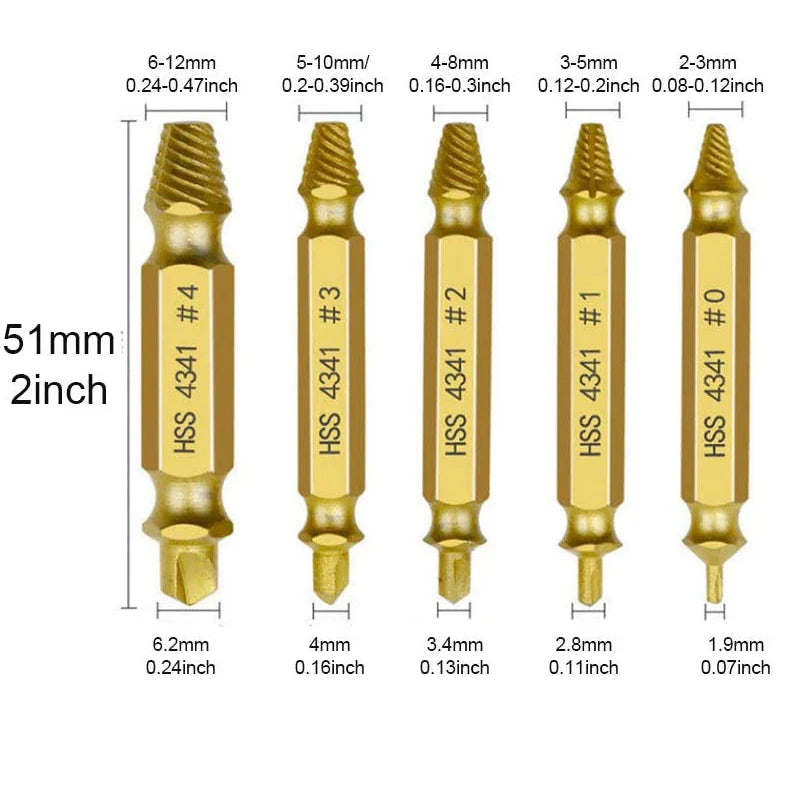 Hss S2/4341/CO Titanium Extractor Remover Drill Bit Disassemble