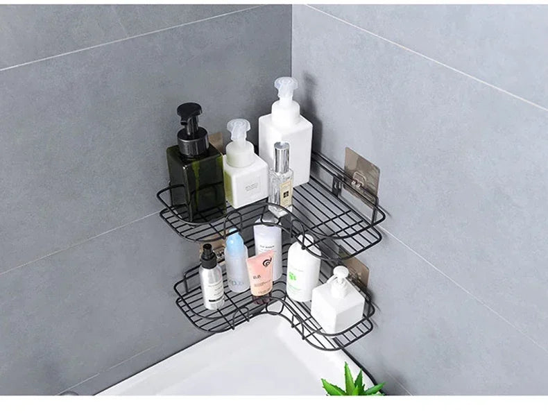 Bathroom Corner Triangle Shelf Wall Mounted Storage Shelves Shampoo