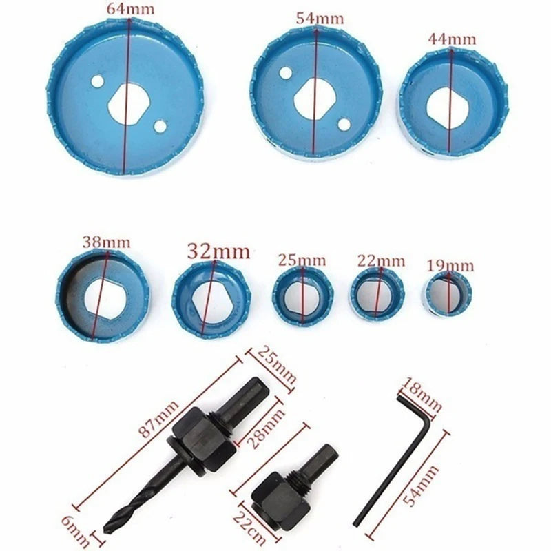 11pcs/set Hole Saw Cutting Set Kit Tools 19-64mm