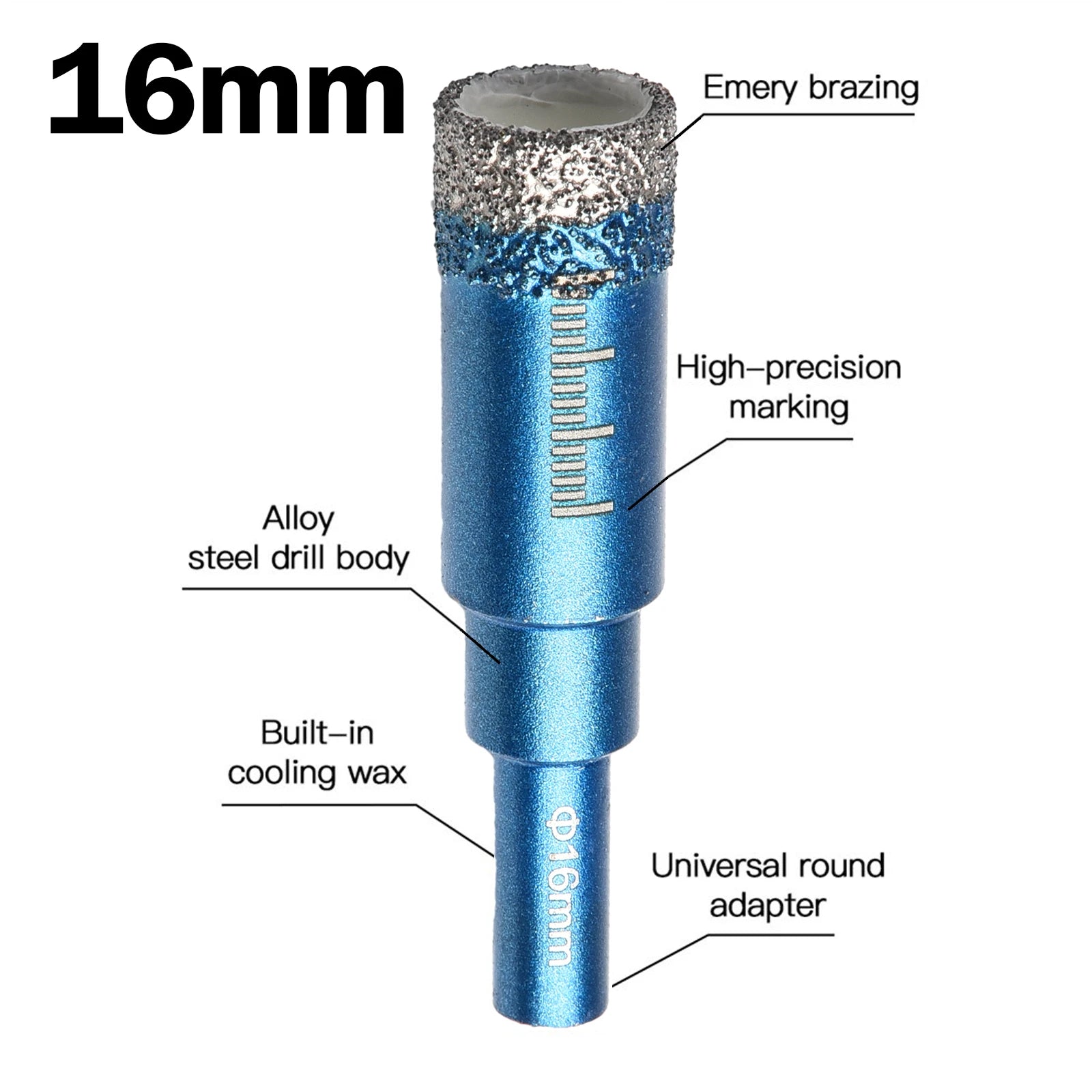 6/8/10/12/14/16mm Diamond Coated Core Drill Durable For Glass Marble