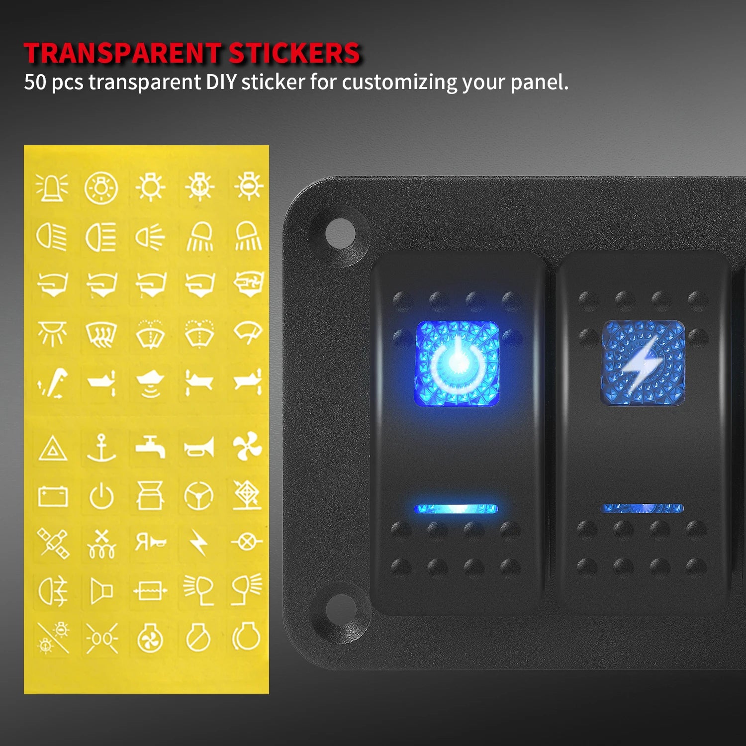 2 3 4 5 6 8 Gang Waterproof Marine Switch Panel 12V With 4.2A Dual