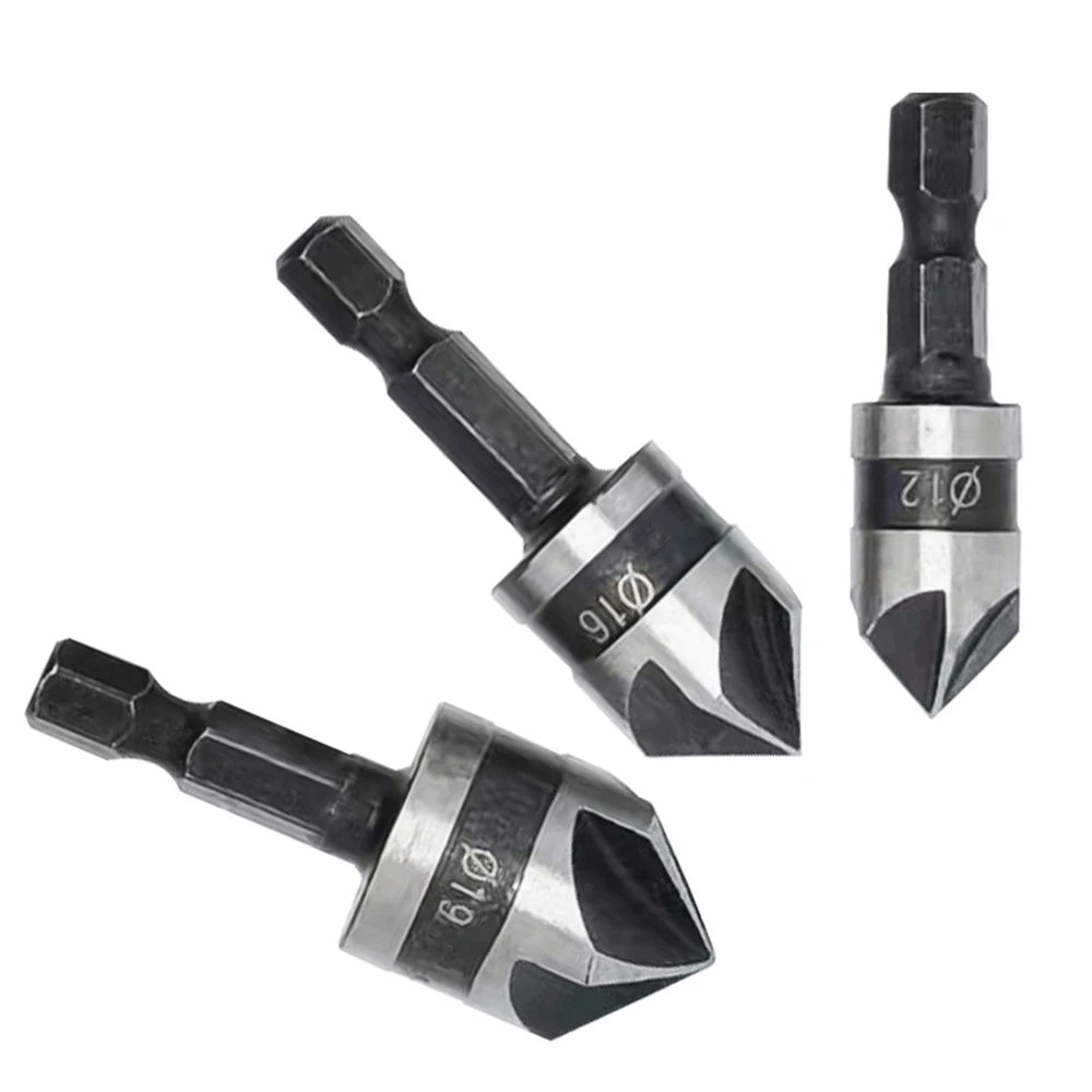 3PCS Hex Countersink Boring 90 Degrees Countersink Drill Bit for