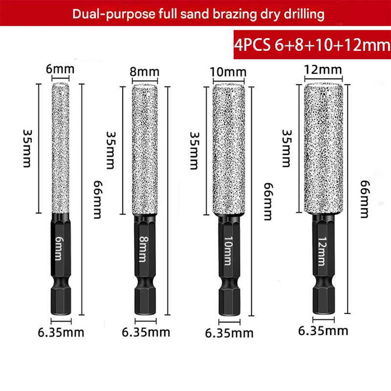 10/4/1PCS Dry Diamond Milling Drill Bits Enlarging Hole Dry Drilling