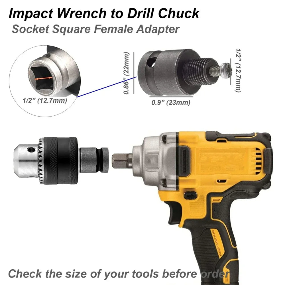 1.5-13mm Drill Chuck,1/2-20UNF Mount Impact Driver Bits Chuck