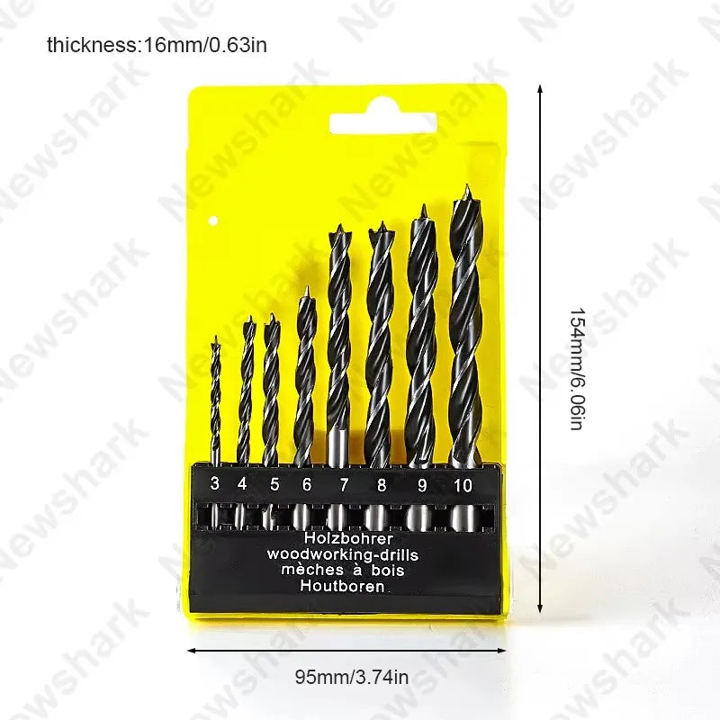 8pcs Woodworking Drilling Bit, 3-10mm Fried Dough Twists Bit Set