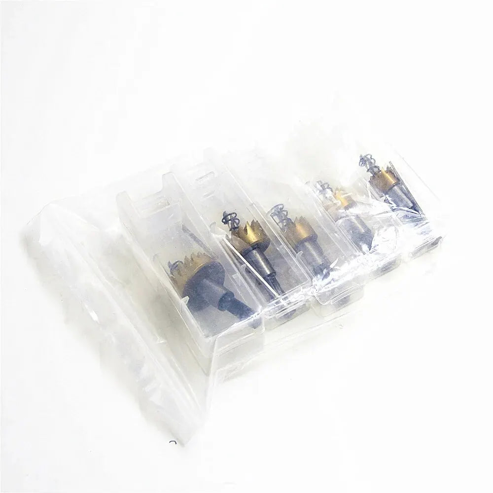 5pc Titanium Plated Serrated Hole Opener Gold Aluminum Plate Iron