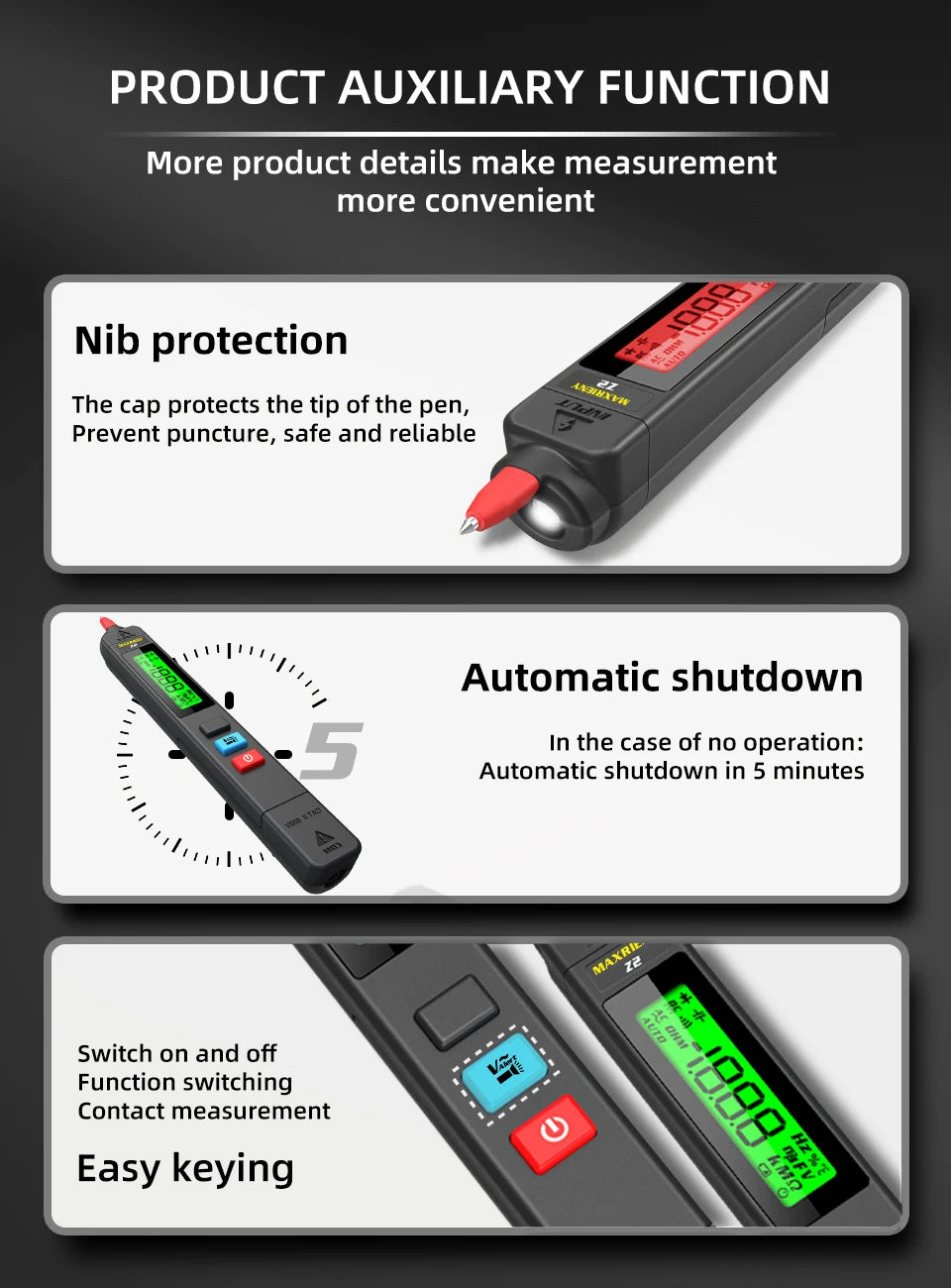 MAXRIENY Voltage Tester 12V-300V Non-Contact and Contact Voltage Pen