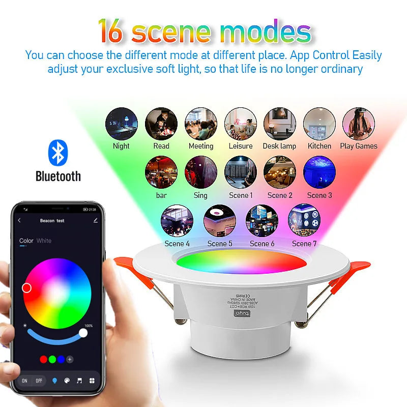 TUYA  LED Downlight Dimmable AC85-265V 10W 15W  Intelligent Graffiti