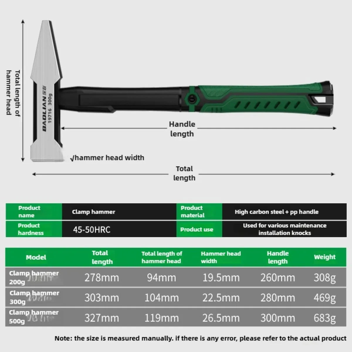 Hardware Tools, Building Decoration, Flat Head Hammer 200g
