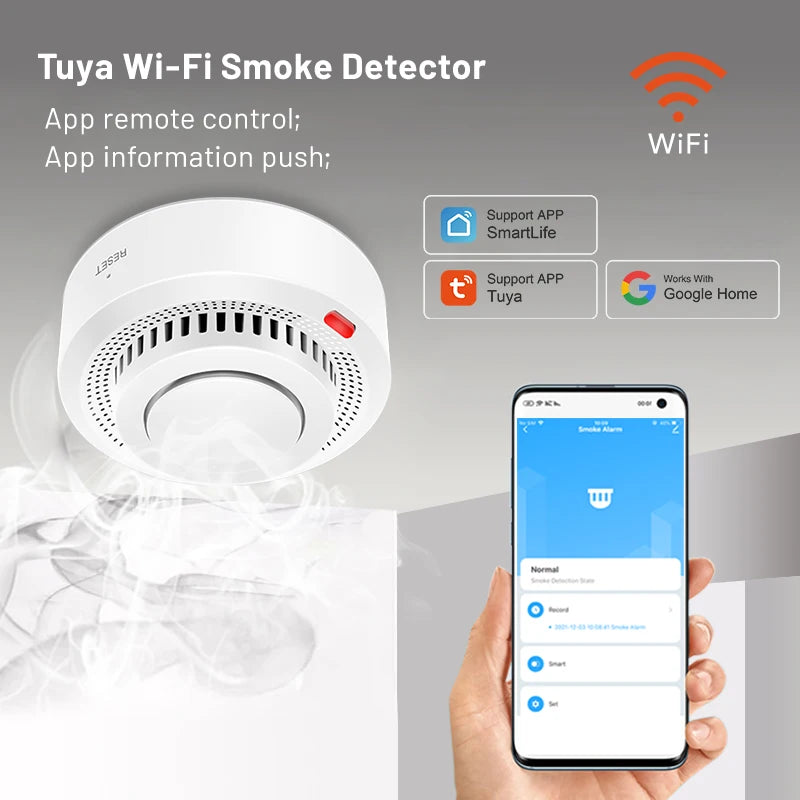Tuya Smart WiFi Smoke Sensor Fire Protection Smoke Detector 85dB
