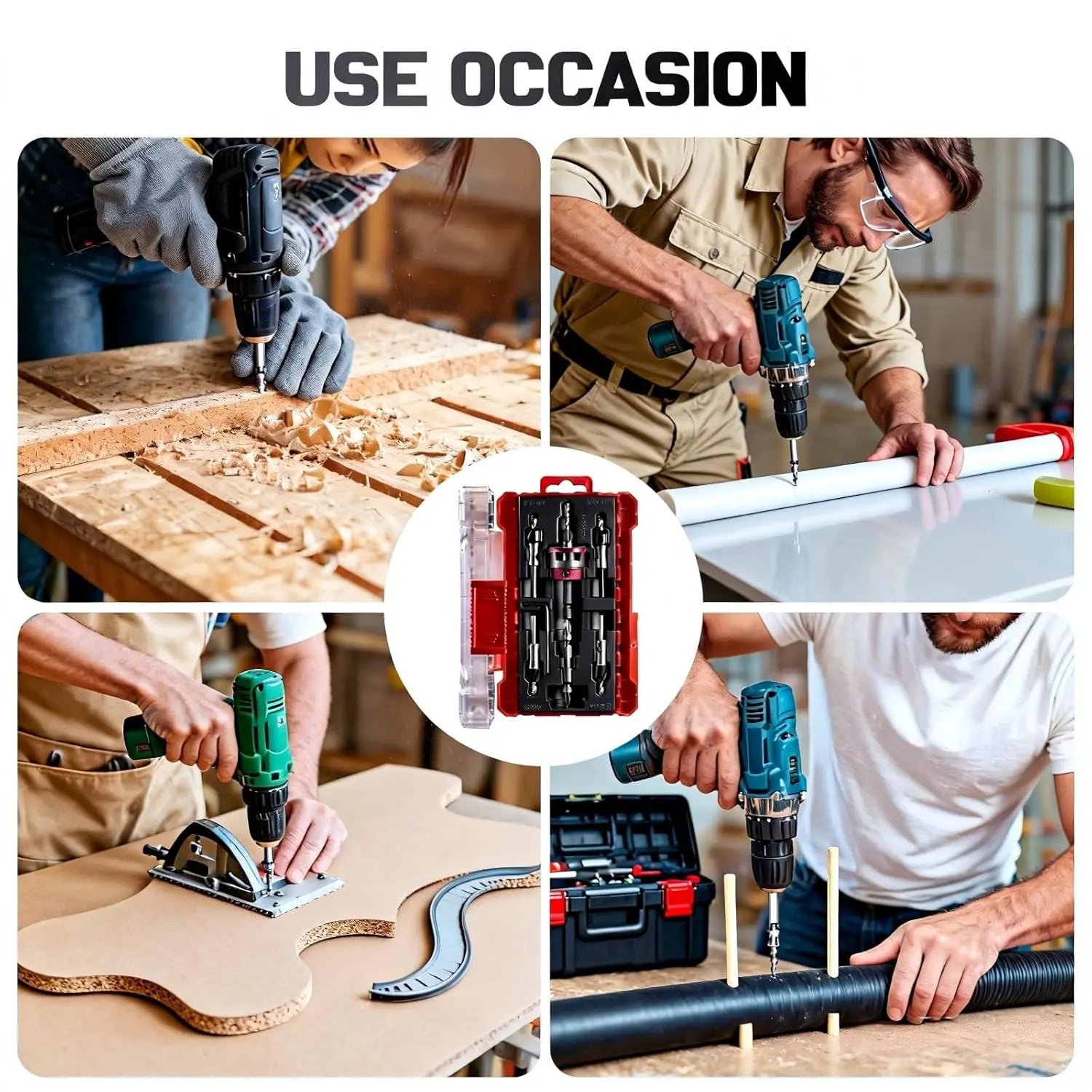 5pcs Countersink Drill with Depth Stop M2 Pre-Drill with Ball Bearing