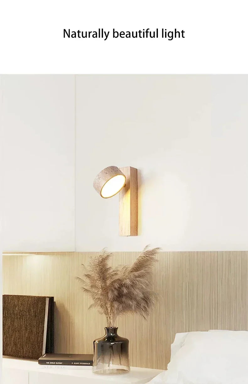 Rotatable Spanish Natural Limestone Round LED Wall Lamp Double‑Sided
