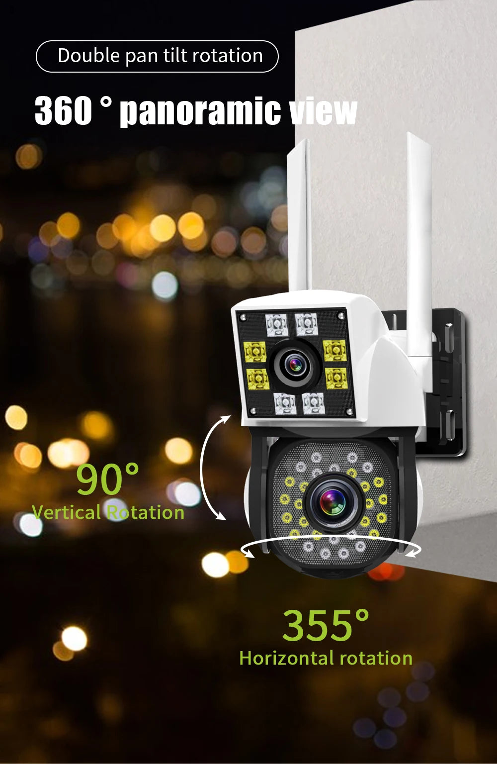 Neye 4K/8MP Wireless WiFi Camera 1080P Dual Lens Dual Screen Outdoor