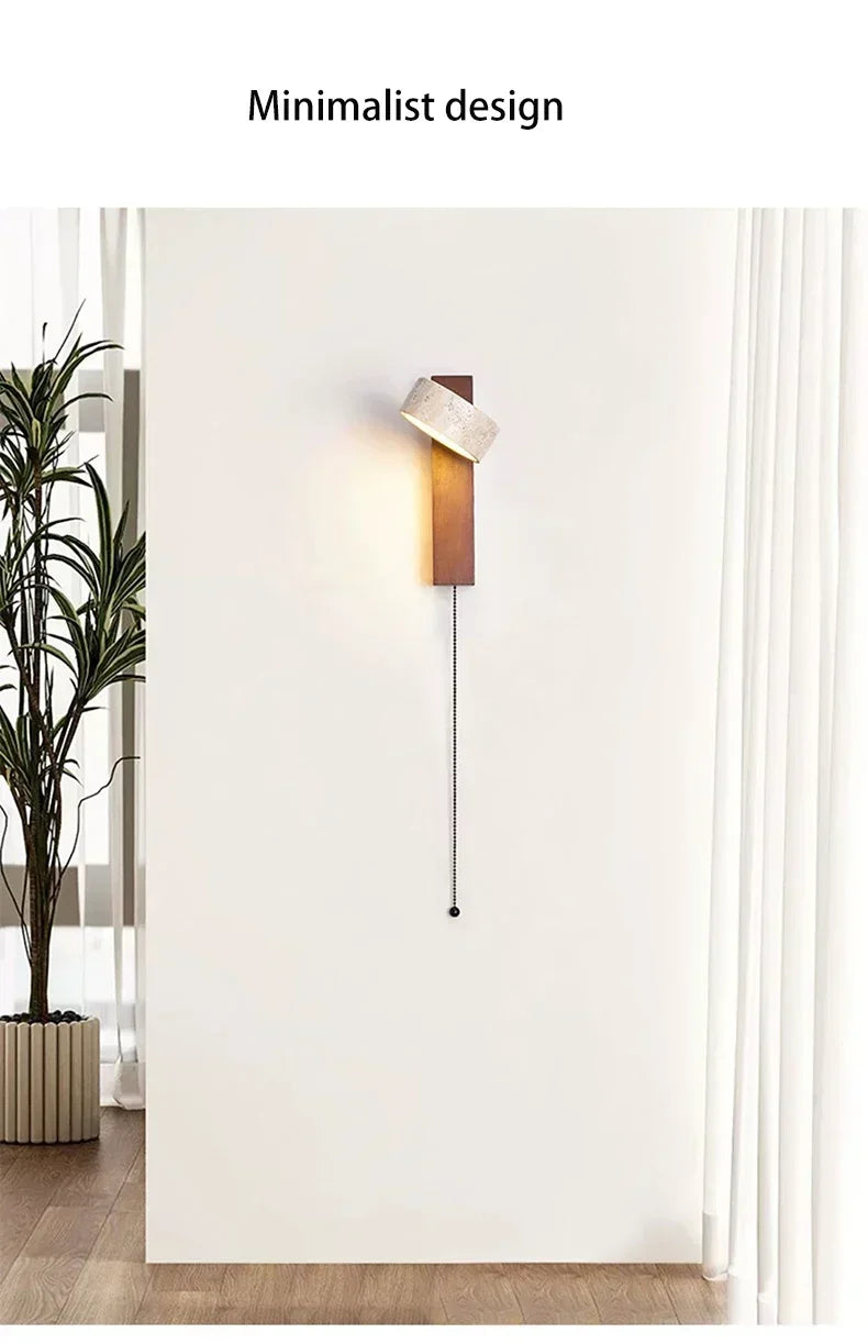 Rotatable Spanish Natural Limestone Round LED Wall Lamp Double‑Sided