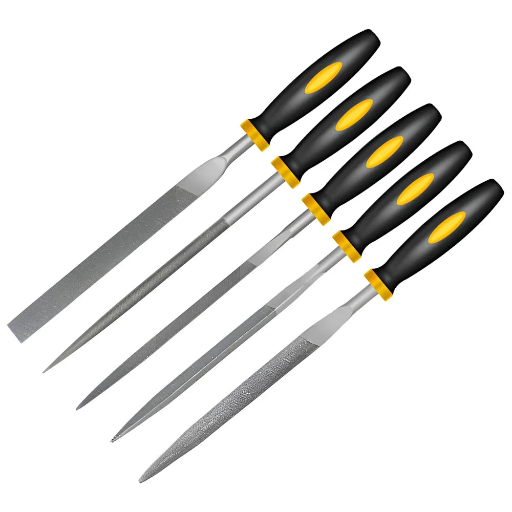 5pcs Alloy Steel File Set Precision Round Half-Round Flat Square