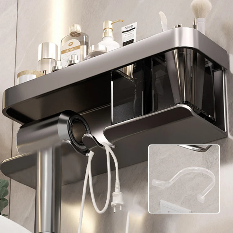 Bathroom Shelf Makeup Storage Organizer Aluminum Alloy Hair Dryer