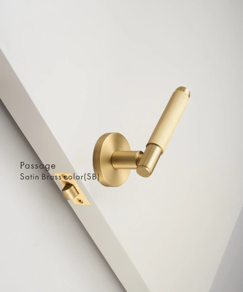 DOOROOM US Standard for 2-1/8" Hole Brass Privacy Passage Lock Set