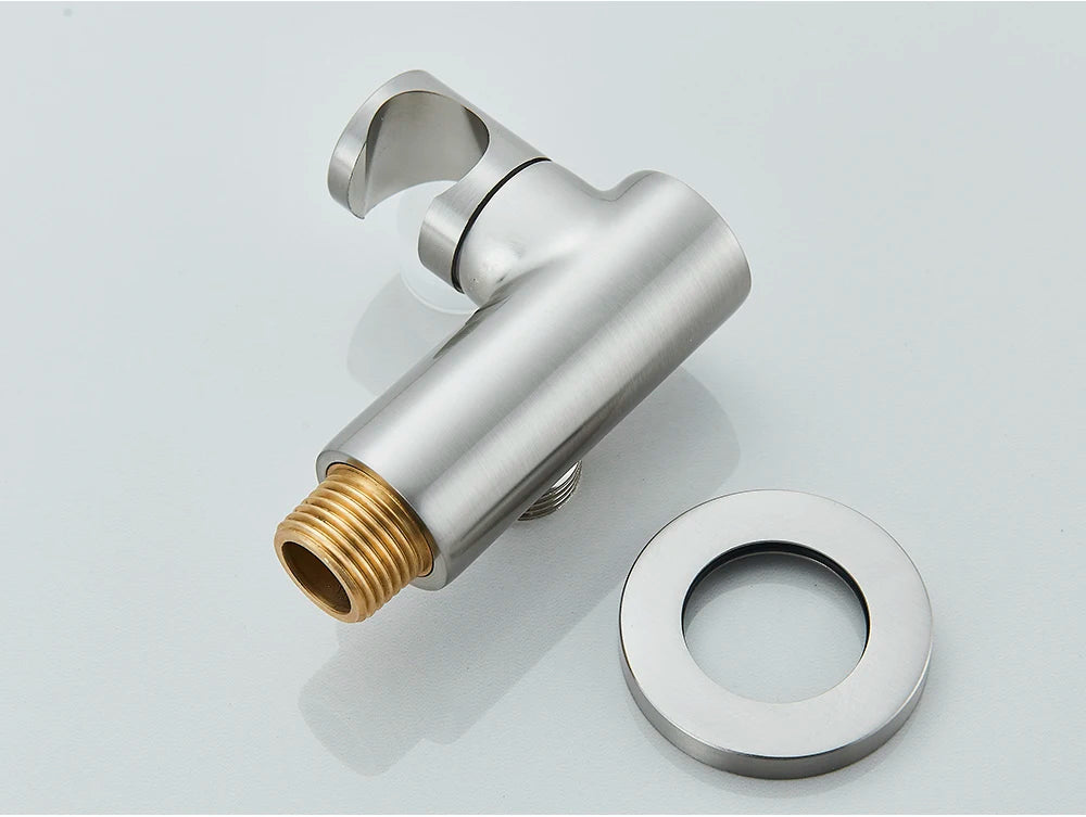 Poiqihy Chrome Shower Head Holder Handheld Shower Spray Bracket Wall