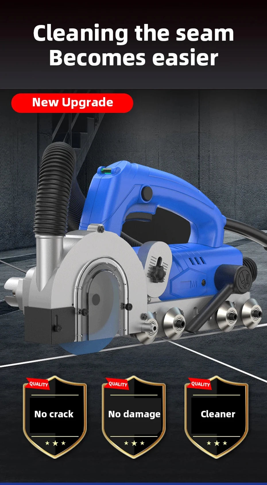 Electric Porcelain Floor Tile Seam Cleaner Dustless Slotting
