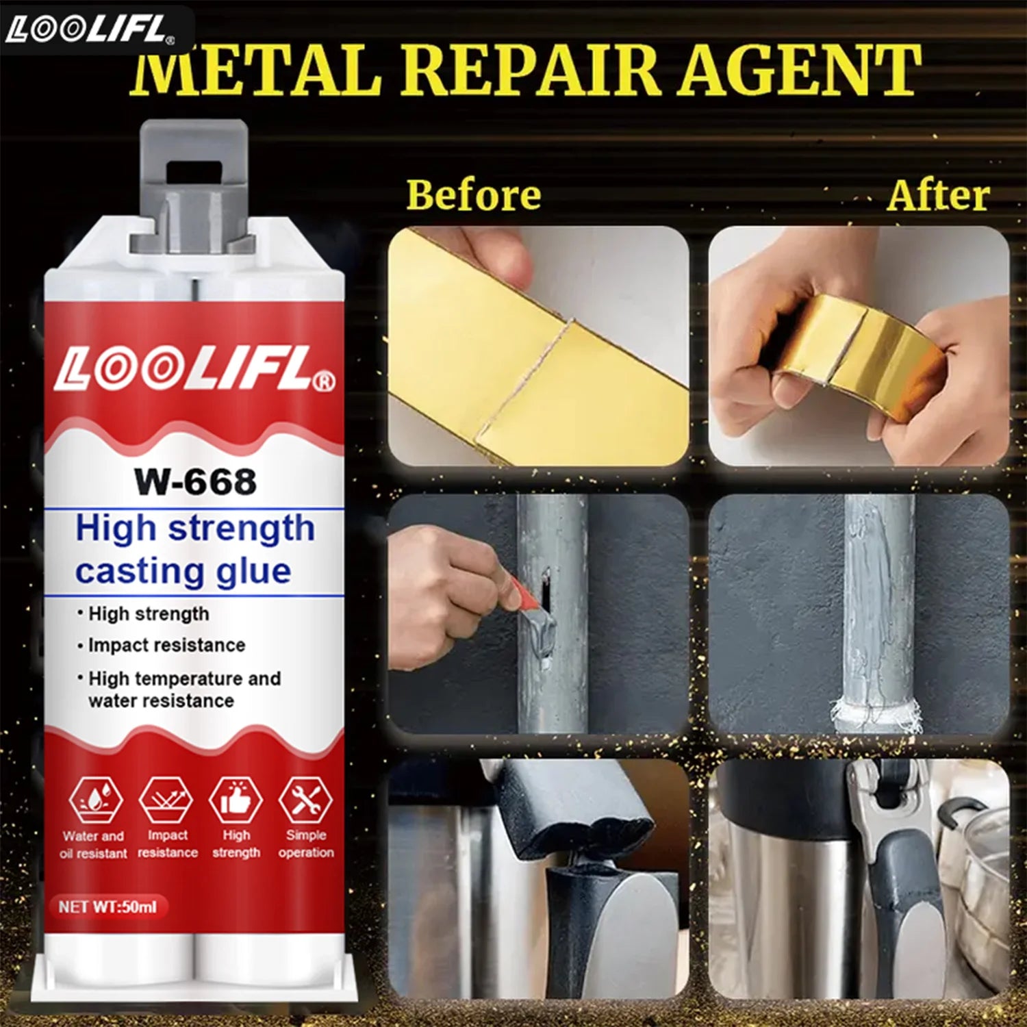 LOOLIFL High Temperature Glue for Metal Welding Strength Repair