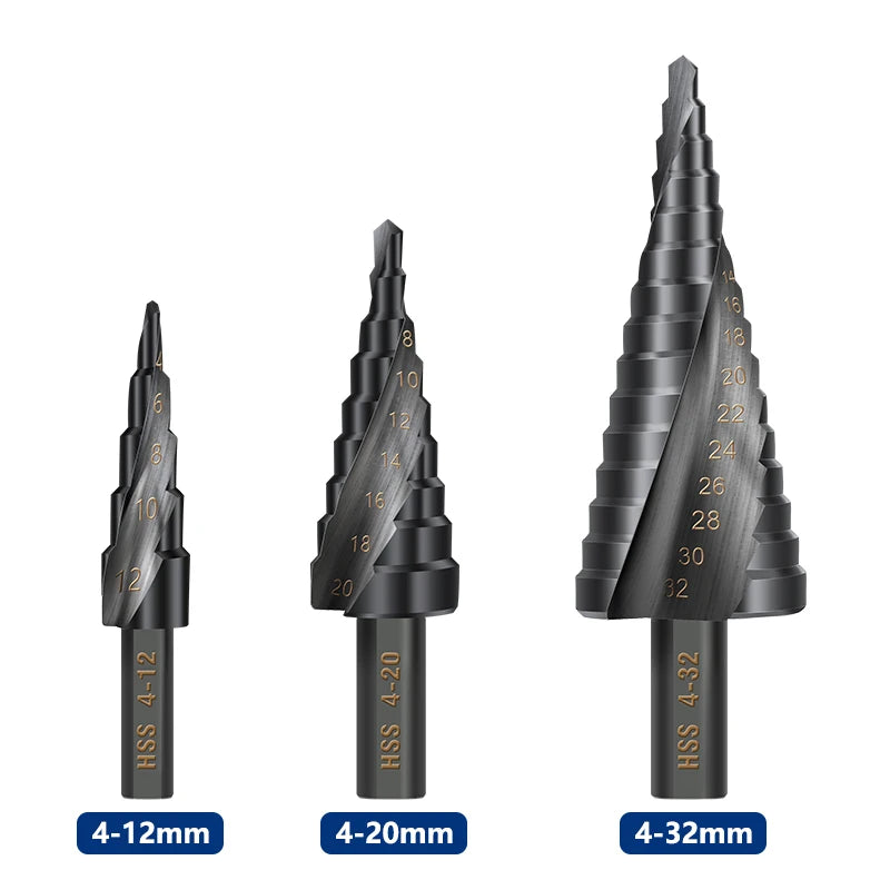 XCAN 1/3Pcs HSS Step Drill Bit 4-12mm 4-20mm 4-32mm High Speed Steel