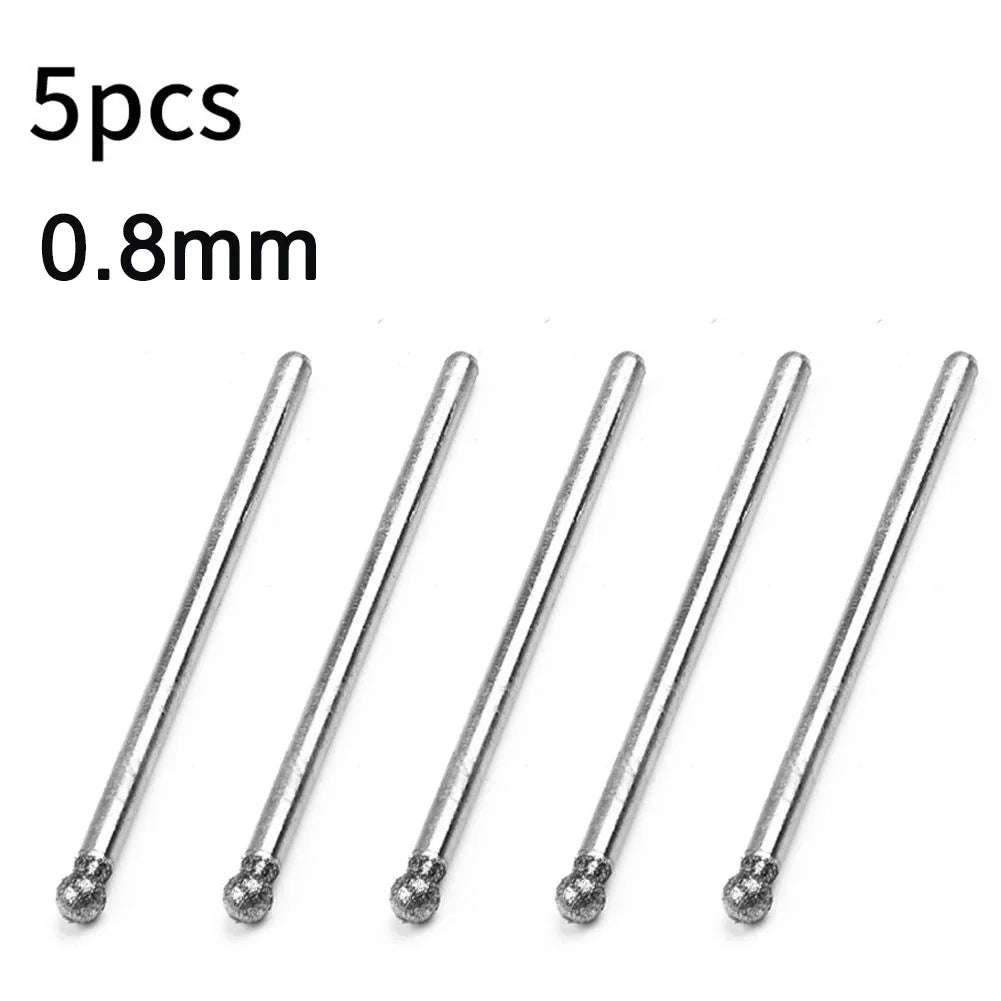 5Pcs 0.5mm-8mm Diamond Round Burring Sanding Drill Bit Cutting