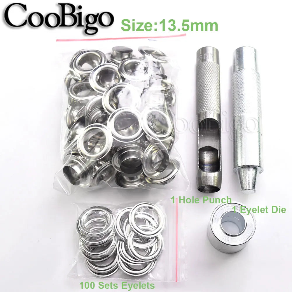 100sets Metal Eyelet Grommet Punch Installer Tool Set for Belt