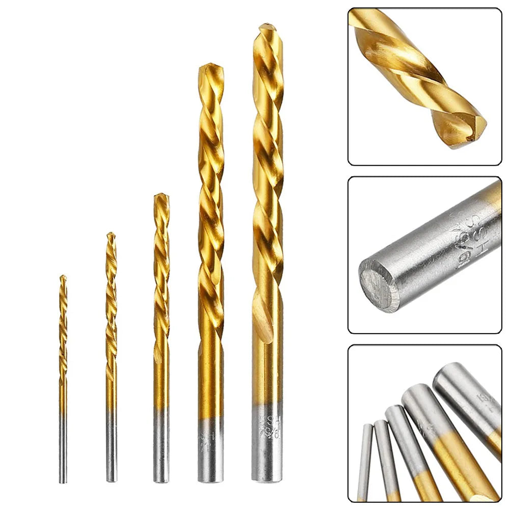 5Pcs Twist Drill Bit Left Hand Drill Straight Shank HSS 3.2-8.7mm