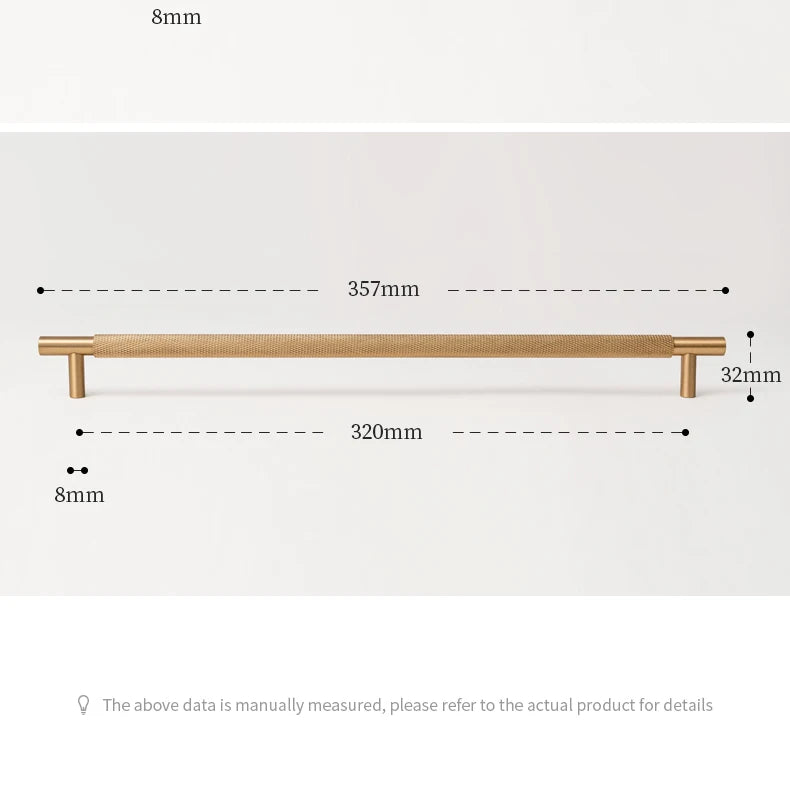 Santaya Solid Brushed Brass Handle Cross Knurled Kitchen Cabinet