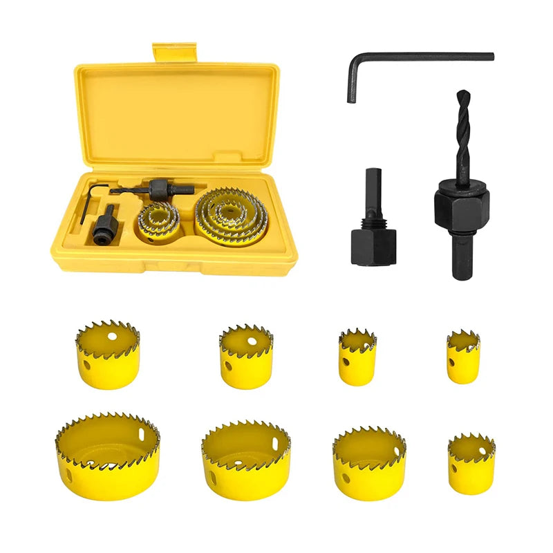 11pcs/set Hole Saw Cutting Set Kit Tools 19-64mm