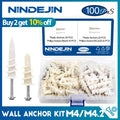 NINDEJIN 100pcs/set Self-drilling Drywall Plastic Anchors With Screw