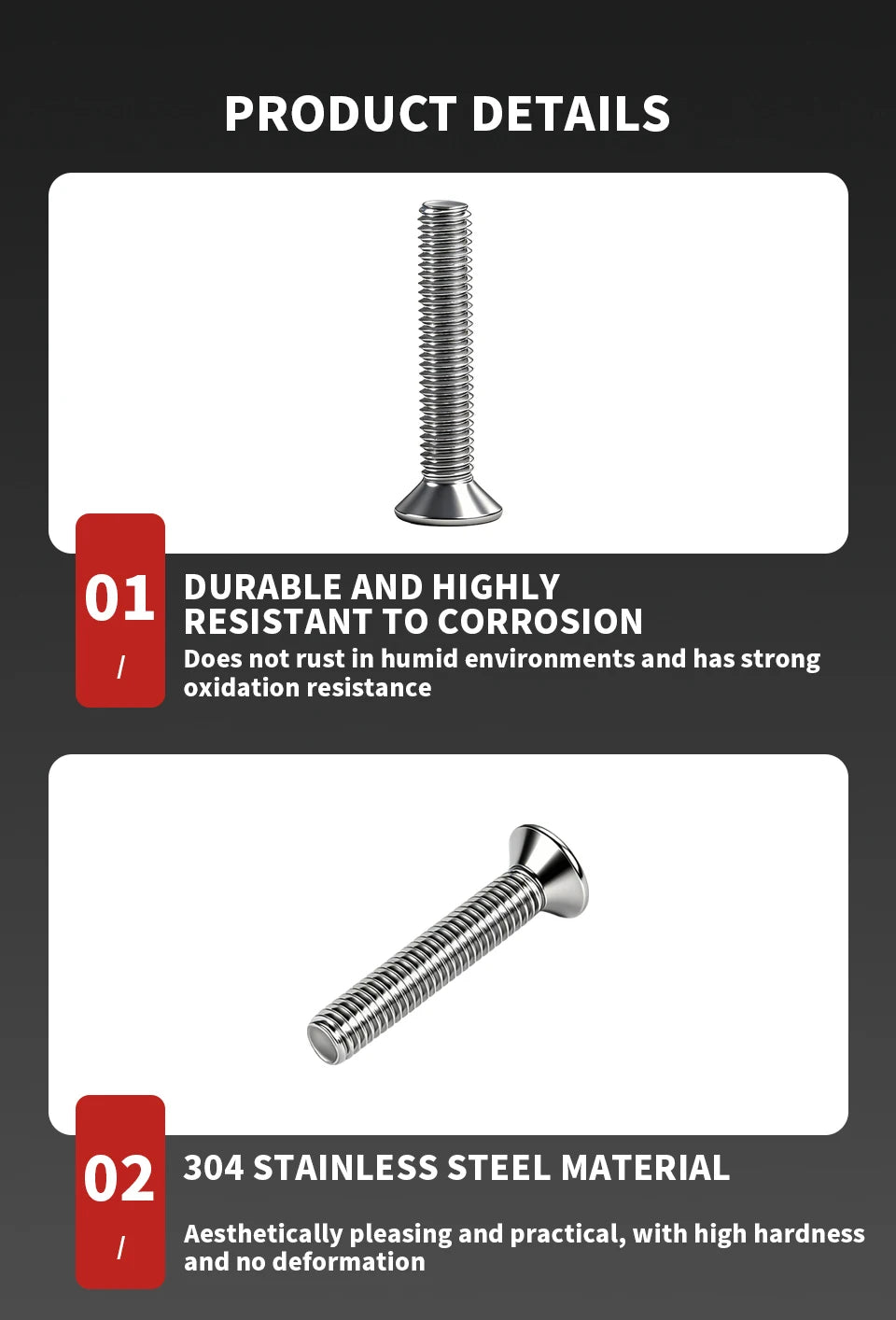 304 Stainless Steel Hexagon Socket Countersunk Head Screw DIN7991 M3