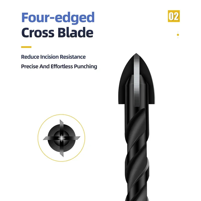 Cross Hex Drill Bit Set For Concrete Porcelain Tile Glass Metal
