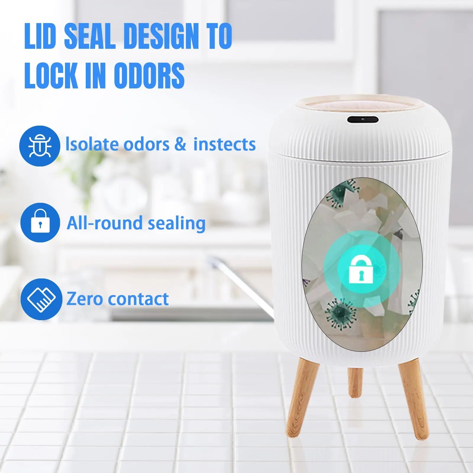 Automatic Trash Can with Lid, Small Plastic Smart Trash Can