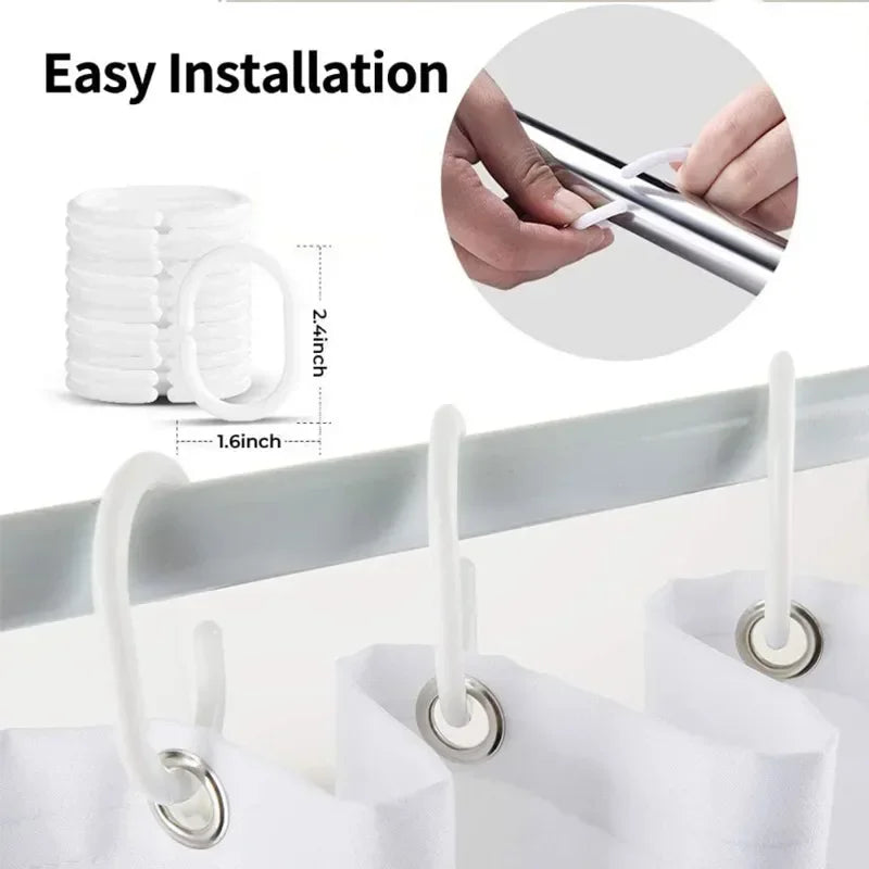 Bathroom Shower Curtains with Hooks Waterproof
