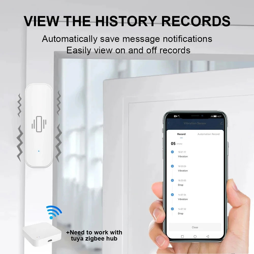 Smart Vibration Sensor ZigBee Sensor Monitor App Control Security