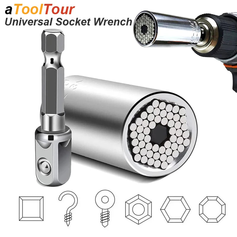 Universal Socket Wrench Head Set Sleeve Gadget 7-19mm Power Drill