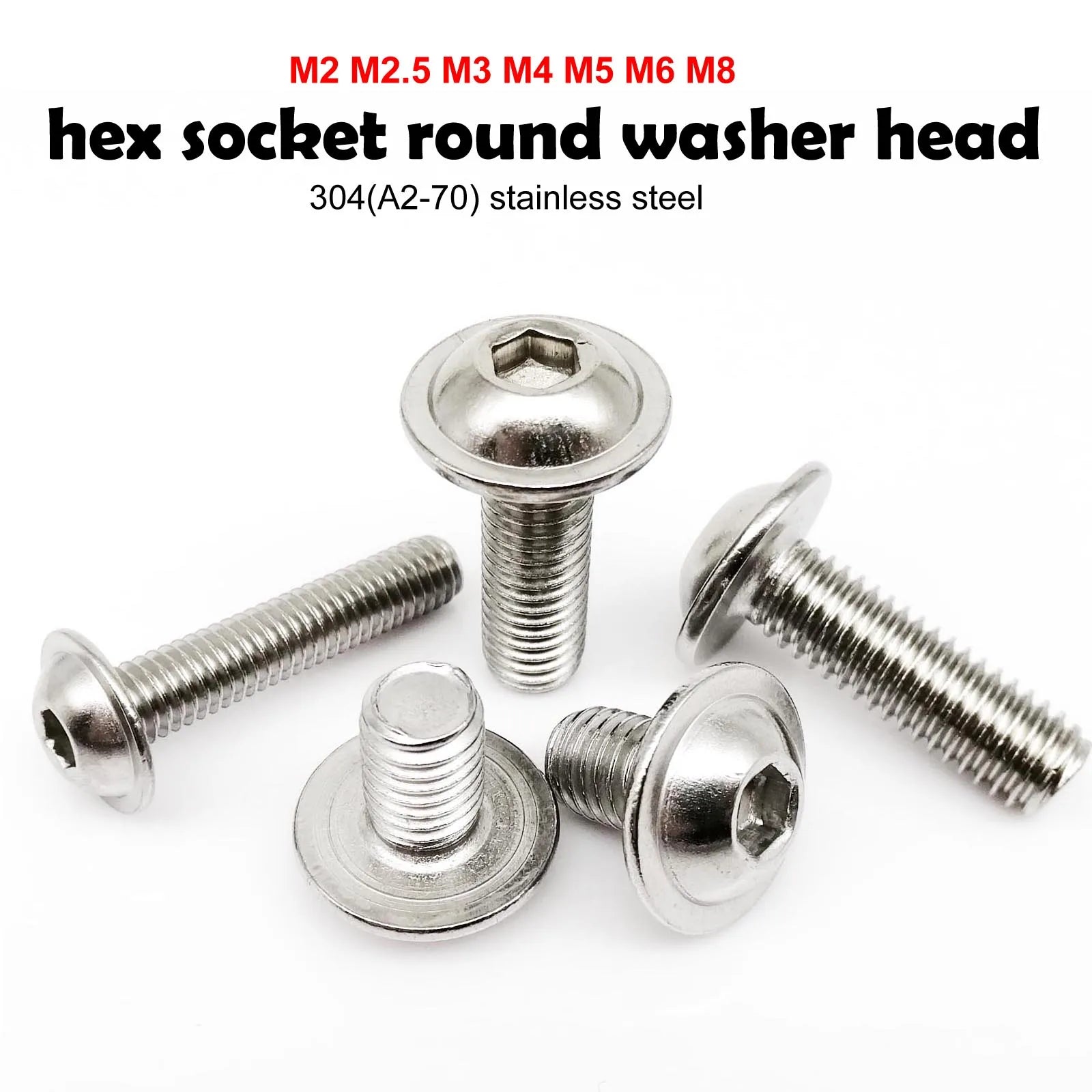 M2 M2.5 M3 M4 M5 M6 M8 304 A2-70 Stainless Steel Hex Hexagon Socket...