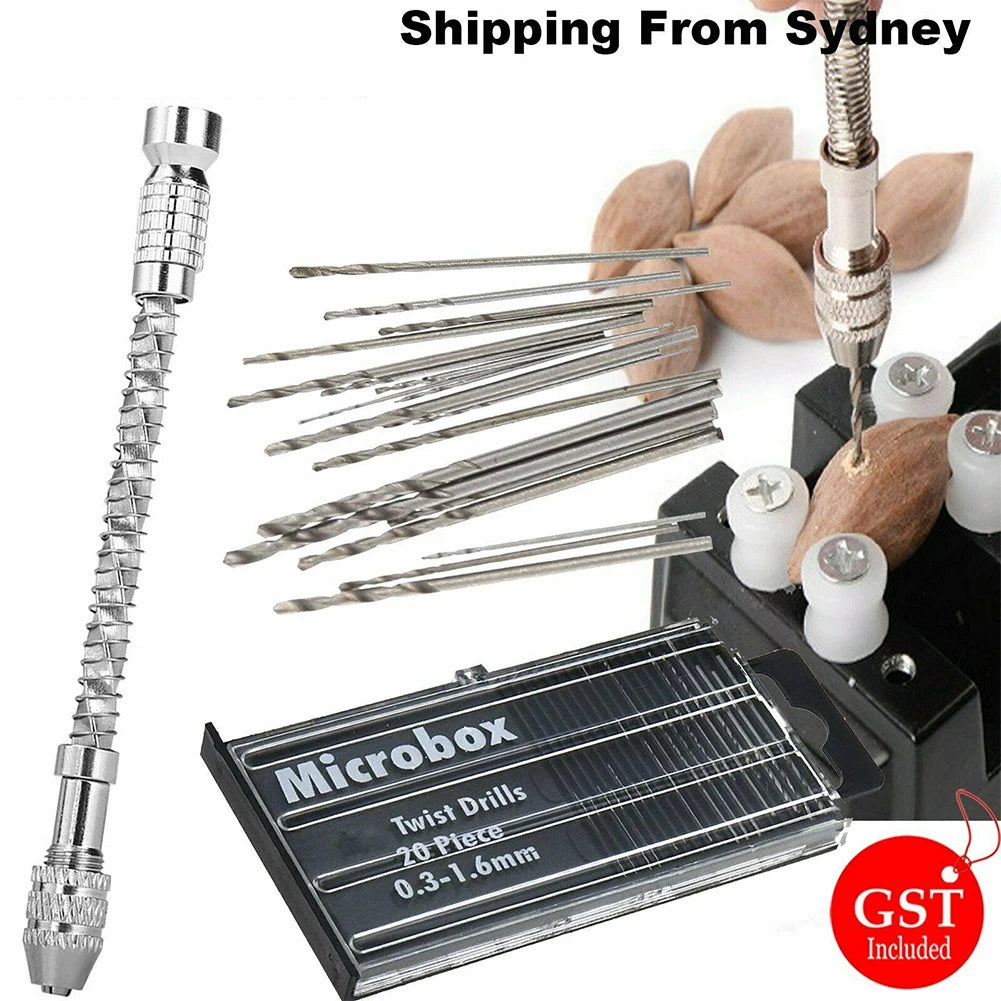 22Pcs 0.3mm-1.6mm Hand Drill Bit Set Semi-Automatic Micro Mini HSS