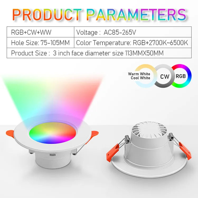 TUYA  LED Downlight Dimmable AC85-265V 10W 15W  Intelligent Graffiti