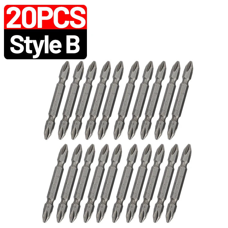 65mm S2 Steel Magnetic Double-Headed Screwdriver Bit Set – 5 or 20-Pack