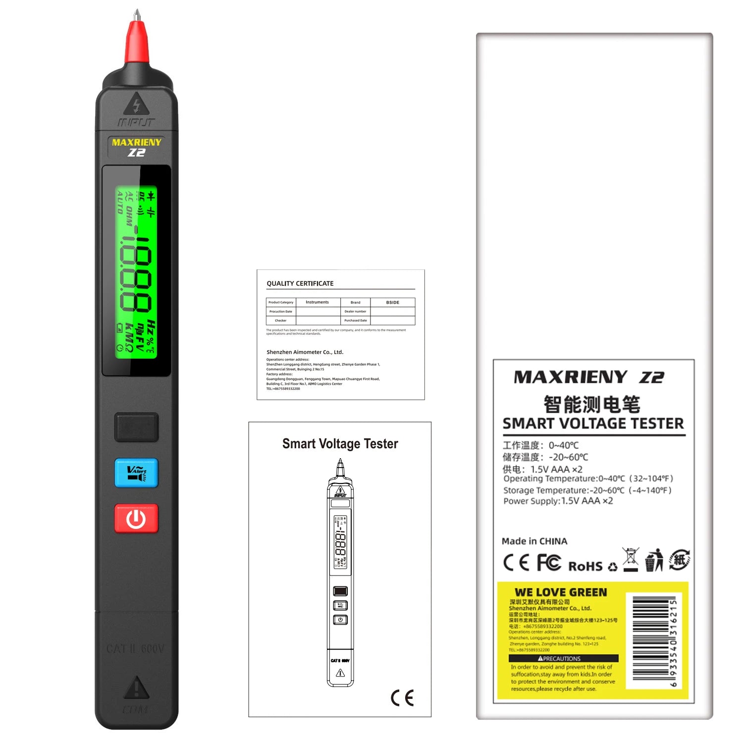 MAXRIENY Voltage Tester 12V-300V Non-Contact and Contact Voltage Pen