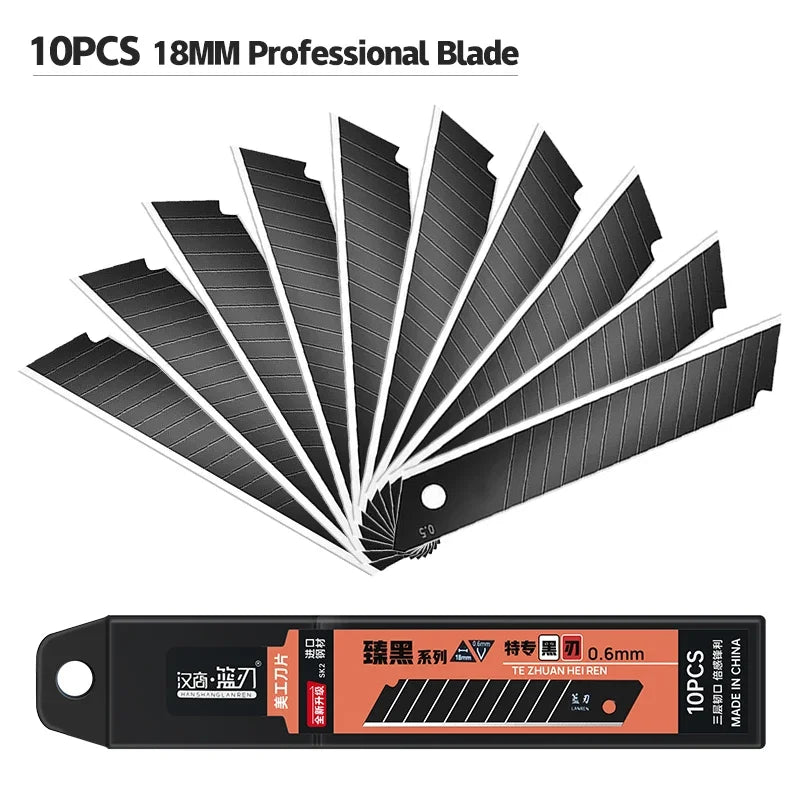 100/10PCS Carbon Steel Replace Utility Knife Blade 100mm*18mm Black