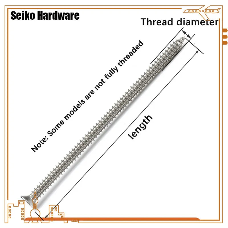M5 lengthening Flat Head Tapping Long Wood Screw Stainless steel