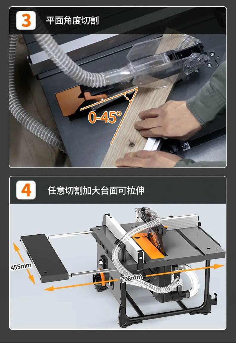 High-Precision Dust-Free Push Table Saw – Extendable Woodworking Bench