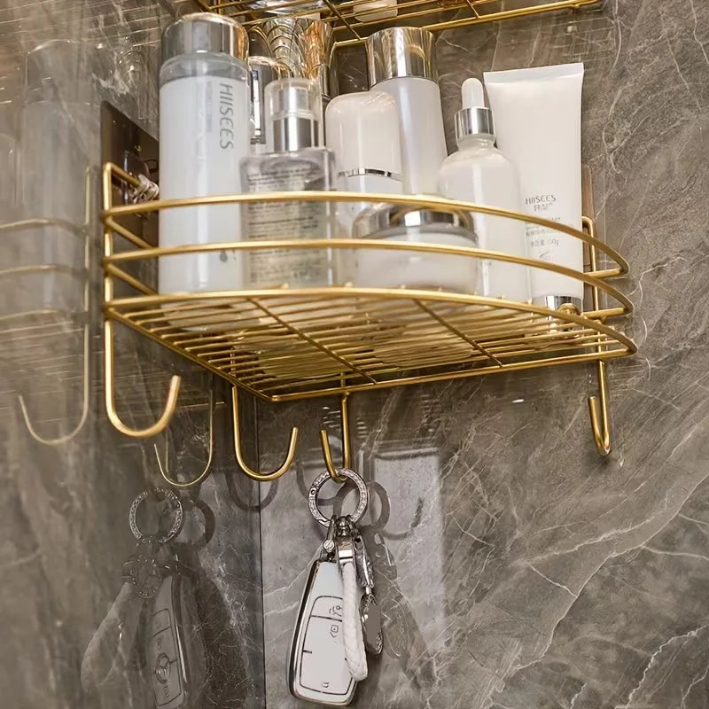 2pcs Luxury Metal Corner Shelves - Wall-Mounted, Painted Finish
