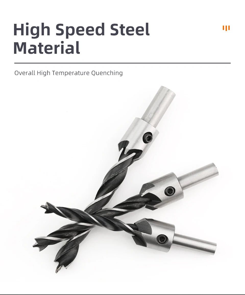 SIQICNC 3mm-10mm HSS Countersunk Bit Set Reamer Woodworking Chamfer