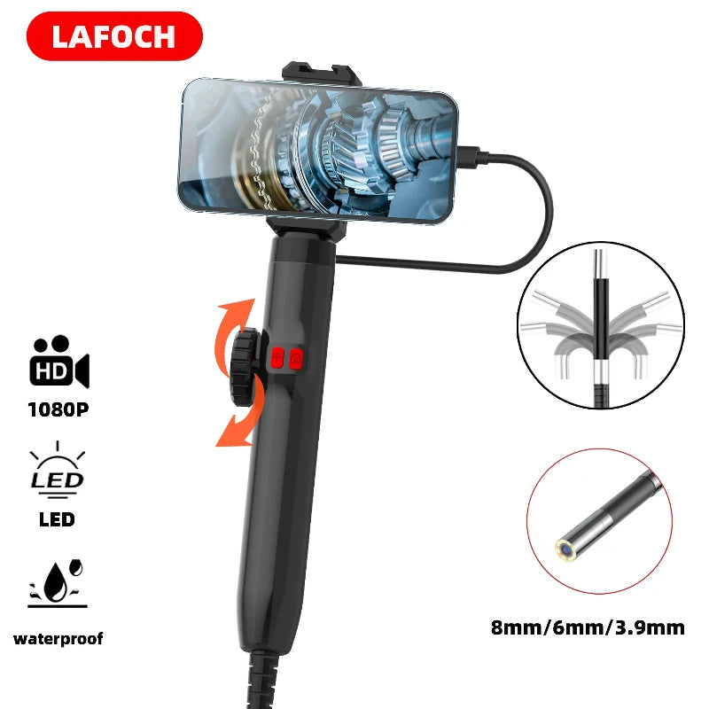 3.9mm/6.2mm/8.5mm 360° Articulating Borescope Endoscope Camera with