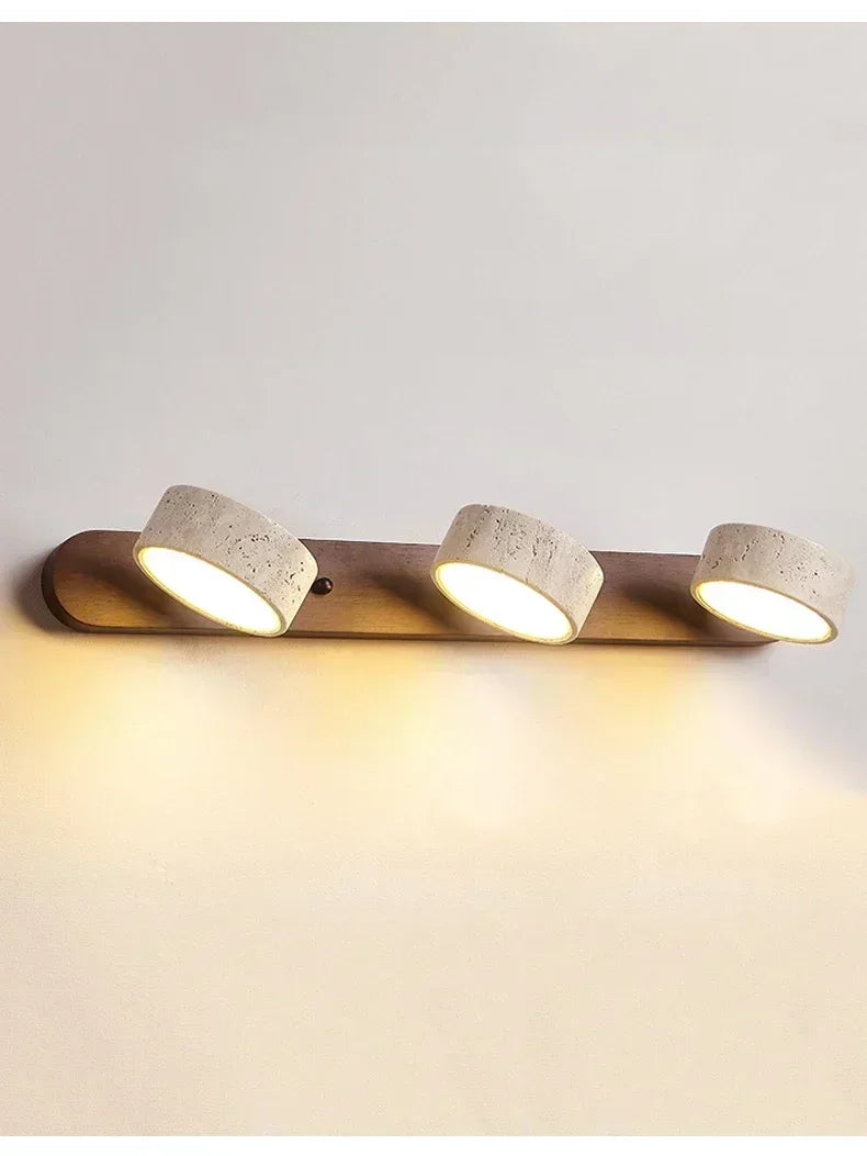 Rotatable Spanish Natural Limestone Round LED Wall Lamp Double‑Sided